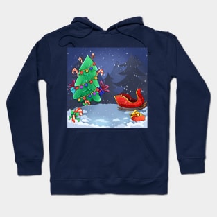 christmas with santa claus and reindeer Hoodie